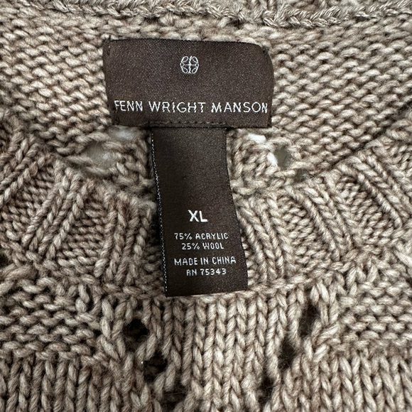 Fenn Wright Manson Woman XL Brown Wool Blend Open Knit 3/4 sweater Dress. - Picture 7 of 12
